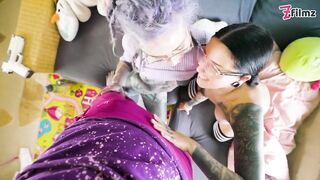 POV 3some Hawt Gothic Beauties with Glasses Anal, ATM, Facial