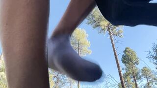 Trying on Briefs Outdoors