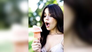 Wednesday addams eating mushroom popsicle