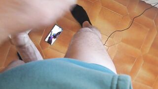 POV smokin' oral-job with biggest load of cum on my wife's throat