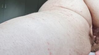 Teasing with glass vibrator!