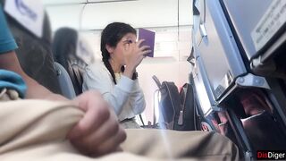 Avid Risky Tugjob until Cum in Public Airplane