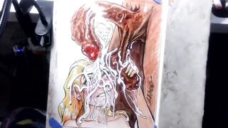 "When Life Gives U Lemon Balls" Erotic Spunk flow Art Drawing BBC Golden-haired Teen Interracial Cum