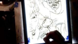 Drawing "The Nut Cruncher" Huge Ball Biting Cum Explosion All Over Her Face, Music by: CeehDeeh