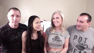 Despairing Amateurs casting sexy large tit milfs Emma Charlie Nikki and Misty get their constricted vaginas drilled hard by large hard rod