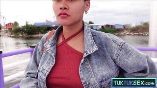 Large fake melons and round butt Thai mother I'd like to fuck enjoys a coarse cunt screw