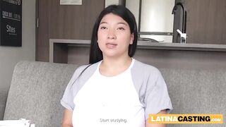 Breasty Colombian Girl Gets Her Throat Drilled Hard by Massive White Knob