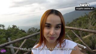 My excited STEPSISTER likes blowing me in the mountain! this babe likes my CUM! Abella Olsen