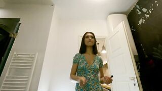 No Pants Sexy Brunette hair Playgirl Teases in Her Hawt and Sexy Sun Costume Summer Outfit with a Strap 1st