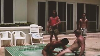 HOMO ISLAND Scene-4_Homosexual anal trio in the pool with a Latino ally