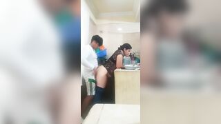 Domestic worker screwing and sucking her boss's rod