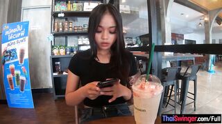 Starbucks coffee date with nice-looking large booty Oriental teen girlfriend