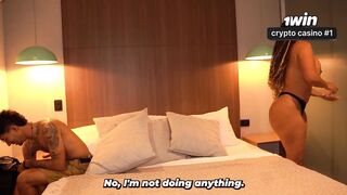 Slender tattooed stepson ends up screwing his stepmom when they share a daybed