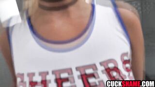 Wife in cheerleader suit screws stranger ifo cuckold spouse