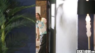 Oriental angel drank large ramrod and hawt teen enjoyed hardcore three-some sex after oral-job