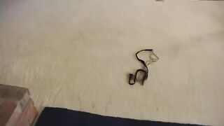 Youthful brunette hair with merry titties rides an black dude in couch