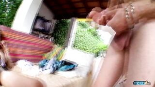 After slipping into hawt underware the brunette hair with saggy melons getting banged glamorous hard