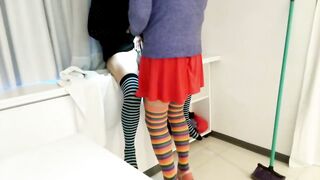 It's my stepsister's turn to clean her room. I suit up like a bitch and bang her.