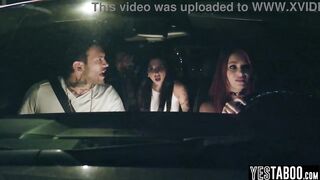 Small redhead girl got railed in a hardcore foursome with her ghost allies