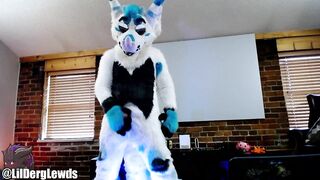 Fursuiter Strokes his Wang and Cums Hard