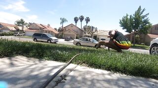 washing my puppy with my booty out