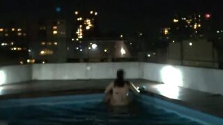 The water wasn't sufficiently to put out the fire, so we had sex in the pool. ( my 1st time in a pool )