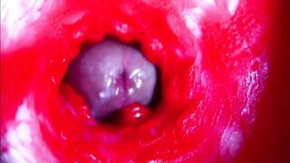 Bizarre close-up ASMR head inside moist cunt