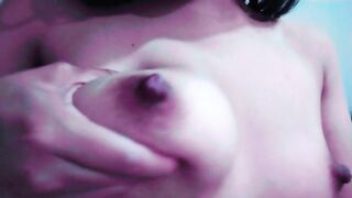 Pressing my teats, I wanna feel enjoyment