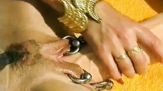 Breasty extreme sweetheart bangs a gigantic sex tool outdoors