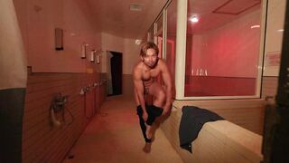 Using sextoy to warm up my booty in advance of the bathhouse open