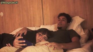 Playing with my stepsister's throat after watching a movie scene