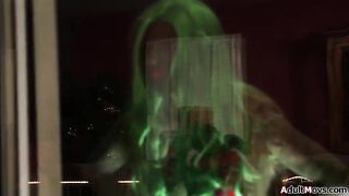 The Grinch appears to be to be without luck 'cuz even trapped this babe couldn't stop the pair to screw.Tiny Amber Ivy is licked and sucks her lads large dick