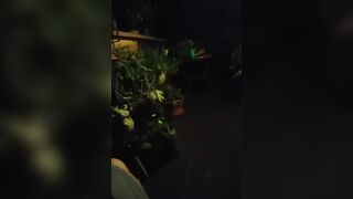 Balcony with family inside