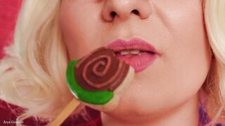 ASMR mukbang latex eating clip - in braces