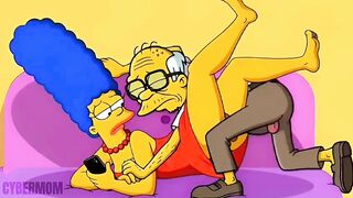 Married Housewife Cheats on Her Cuckold Spouse on a Pink Daybed. Toon Parody Simpsons. Manga