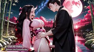 Nezuko gets drilled demonically in all poses. Demon slayer Anime. Hentai. AI generated comics