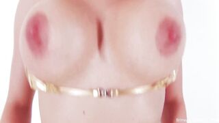 Golden-haired sweetheart Britney Amber gets herself off with a green toy