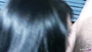 Slender ebony hair Teen with Mini Titties but Round Bouncing Booty entice Large Wang Co-Worker to Risky Screw