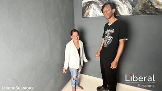 Small gal and her 1st experience with a ebony dick