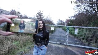 German Scout - Large Natural Saggy Melons Latin chick Teen eighteen Agatha Santos at 1st Time Porn Casting