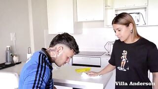 CHEATING WIFE - Her SPOUSE in COUCH, and this babe's SCREWING her ALLY on the SOFA