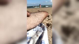 A passerby saw a mother I'd like to fuck stroking my schlong on a nudist beach