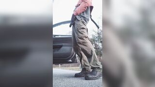 Outdoor enthusiast feeling jolly goes trigger glad