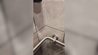 Wanking in gym tickling my shlong with shower head