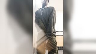 Pissing and shaking my jock from all that stress