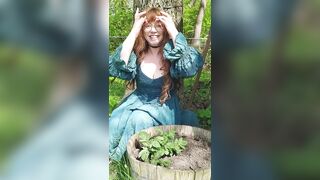 Redhead gal squirts outside