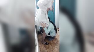 I enticed a nurse with large bazookas and licked her twat