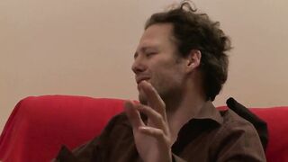 Cuck hubby sits in the corner whilst his hotwife gets banged by a large schlong