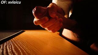 Intensive Quick Jerk Biggest Cum on Table Solo Homosexual Muscle