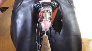 Electro stimulation - cum milking in chastity cage